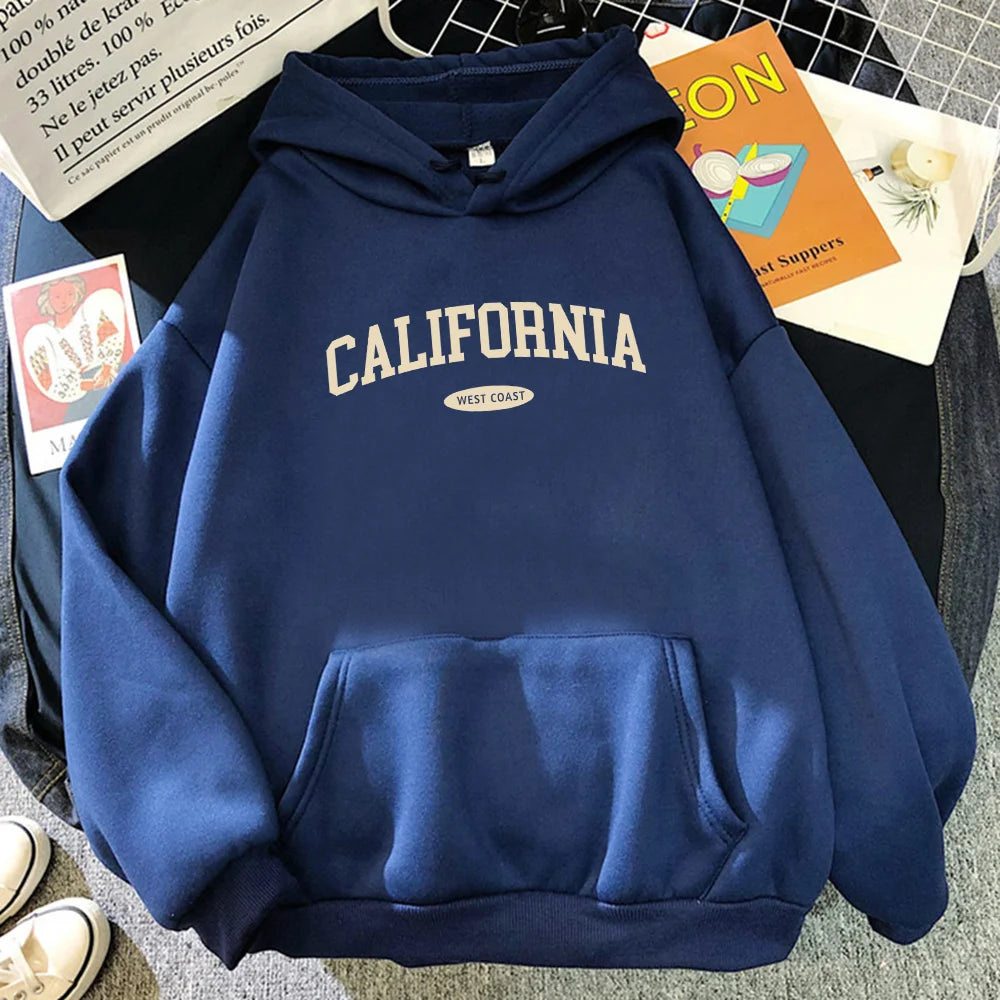 California West Coast Women’s Hoodie | Hip Hop Streetwear Fleece Pullover with Pocket | Comfortable Casual Sweatshirt