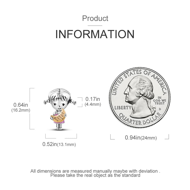 Original 925 Sterling Silver Girls Charms | Love Heart & Family Bead Pendant for Bracelets, Women’s Jewelry Gift