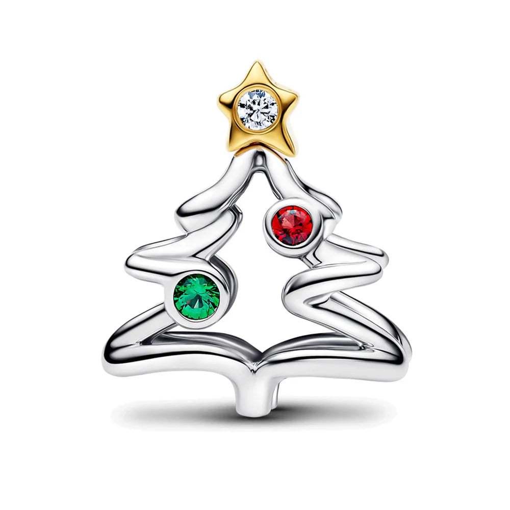 Sparkling Christmas Butterfly Bell Moon Charms | 925 Silver Beads Fit Original Pan Bracelet | DIY Women Jewelry New Year Gift