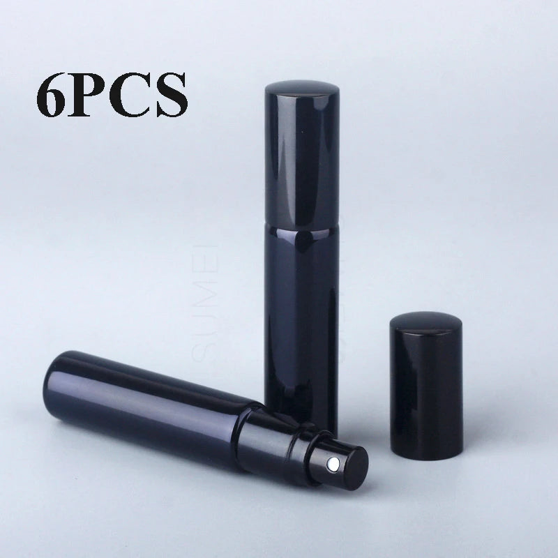 6PCS 5ML/10ML Portable UV Glass Perfume Bottles – Refillable Mini Spray Bottles with Aluminum Atomizer | Travel Size