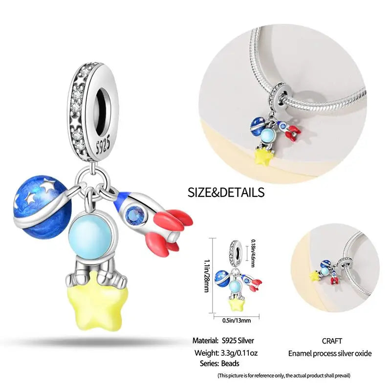 925 Sterling Silver Flying Bird & Butterfly Safety Chain Charm Beads for Original 3mm Bracelet – DIY Jewelry Gift