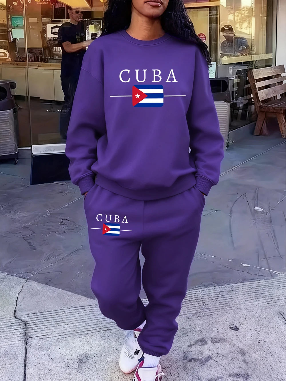 Women’s Cuba Flag Hoodie & Sweatpants 2-Piece Set – Winter Fleece Casual Jogging Outfit 🇨🇺🔥