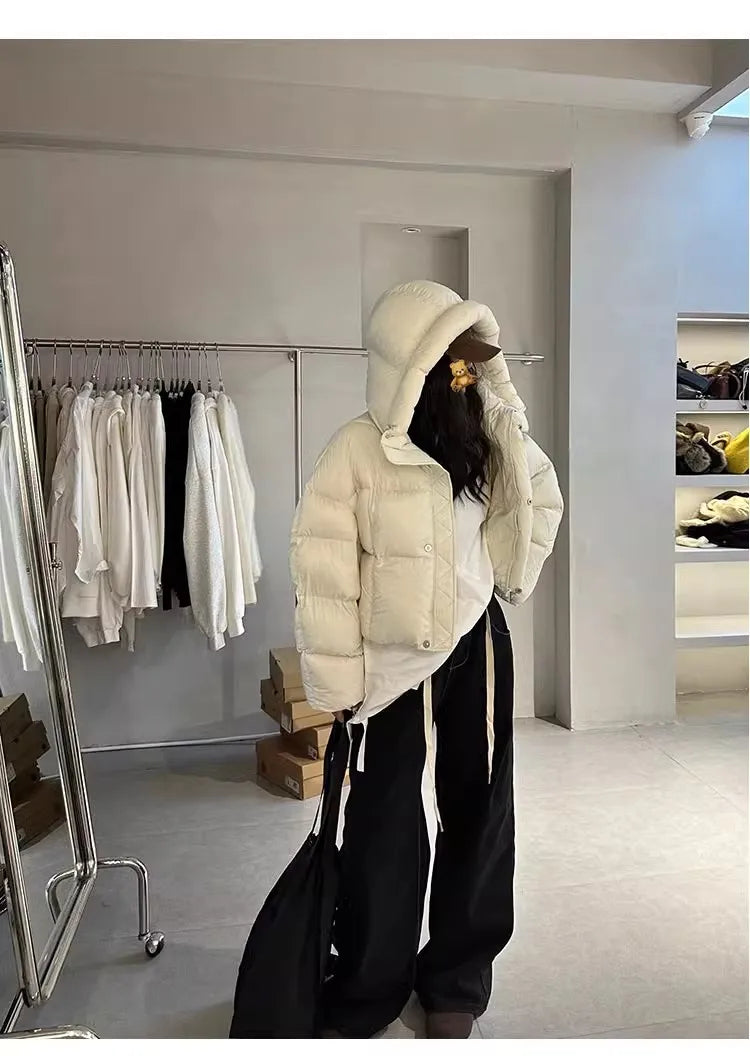 Trendy American Style Women’s Cotton Jacket Coat with Hood – Winter Small Size Bread Style Outerwear