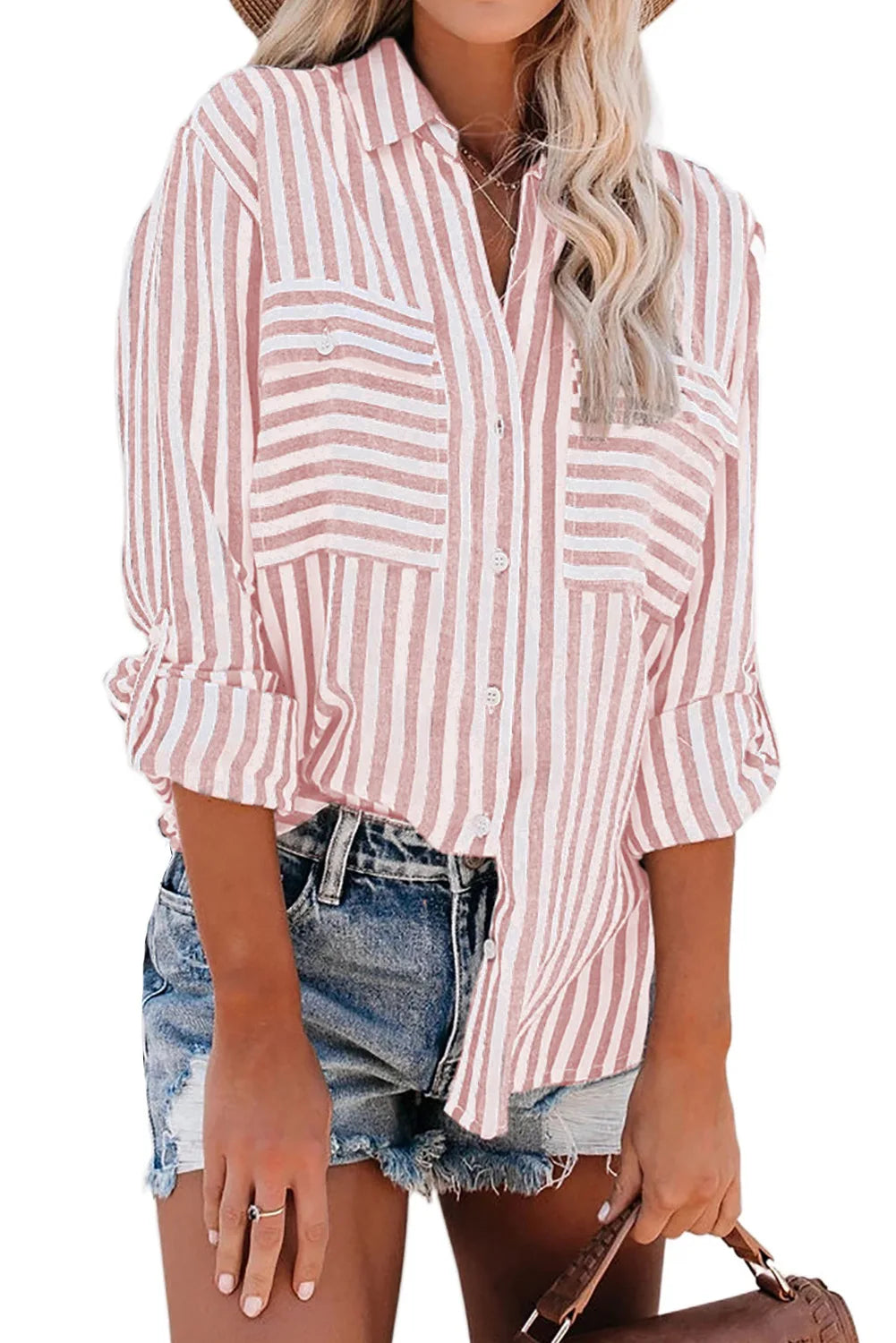 Women’s Striped Single-Breasted Long Sleeve Shirt 2024 – Elegant & Youthful Spring/Summer Blouse 🌿✨