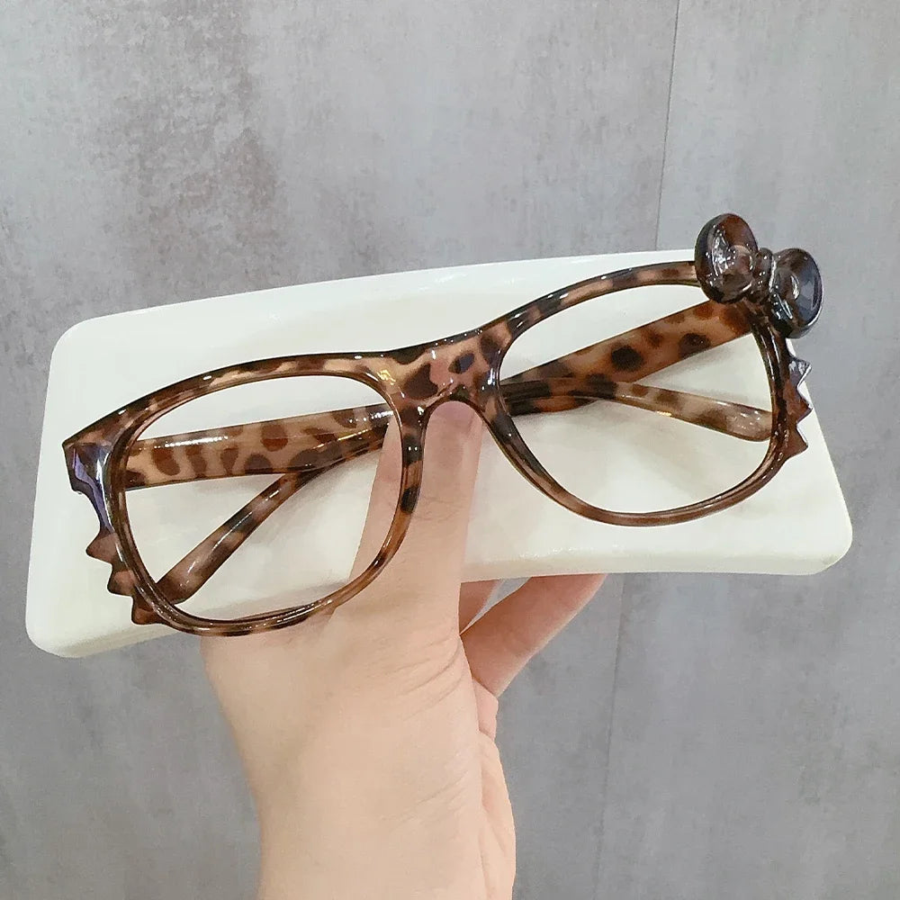 Y2K Leopard Print Eyeglass Frame – Anime Kawaii Retro Glasses | Cartoon Cute Decorative Eyewear Toys