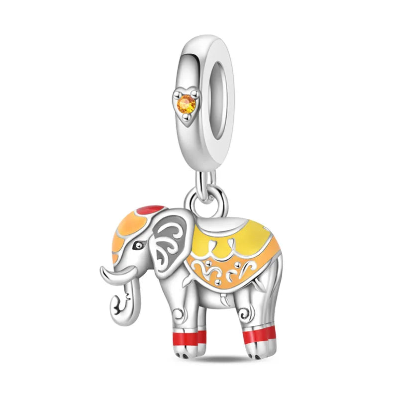 100% 925 Sterling Silver Teddy Bear, Kitten, Puppy & Elephant Luminous Firefly Charms | Sweet Beads Fit Pandora Bracelet Fine Jewelry