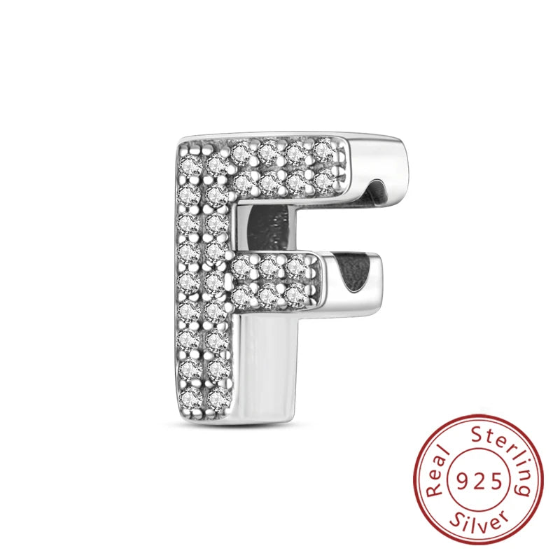 925 Sterling Silver A–Z Alphabet Letter Charms | 26 Letters Beads Fit Original Bracelet DIY Jewelry Making Gift