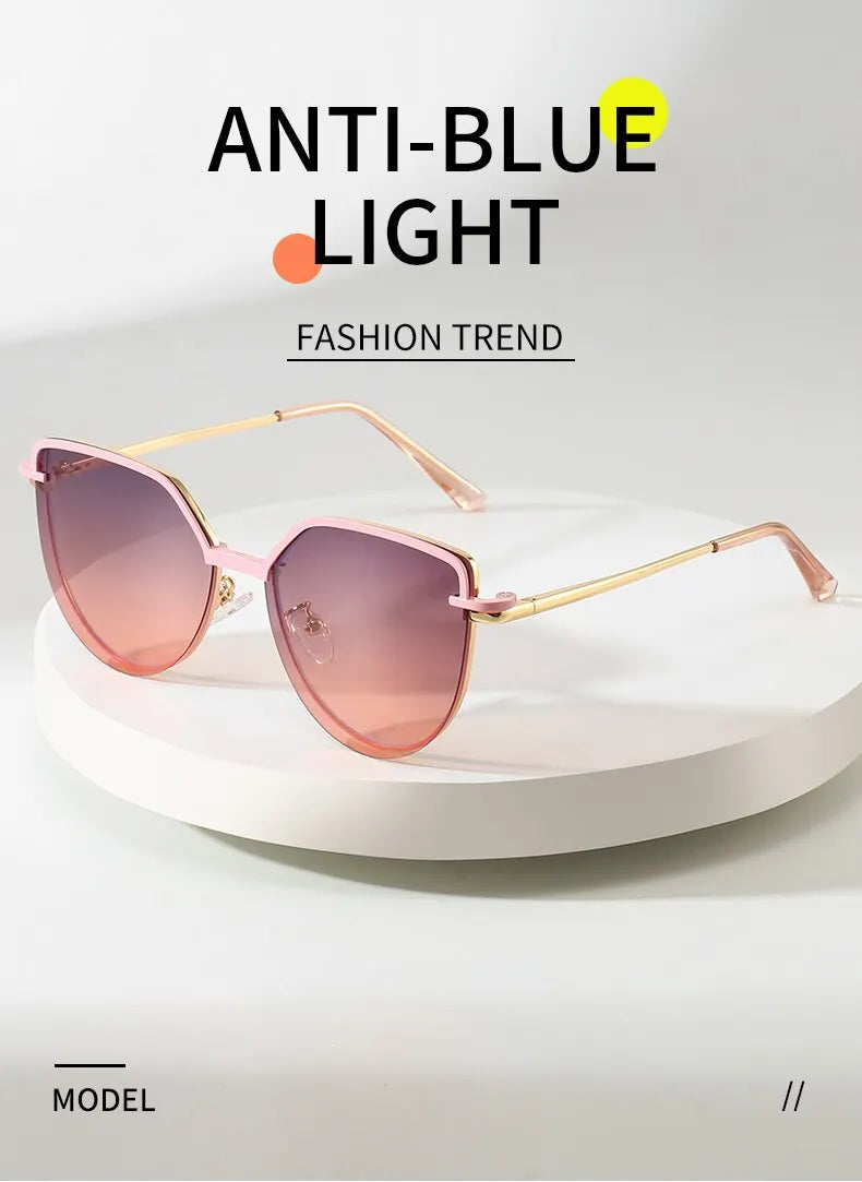 Cat Eye Flip-On Sunglasses for Women – Anti Blue Light Eyeglass Frames with Polarized Magnetic Clip | Ladies Fashion Computer Eyeglasses 7002