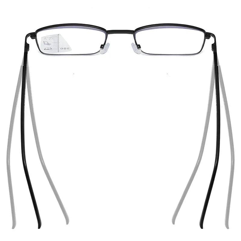 Ultralight Progressive Multifocal Glasses – Square Frame Non-Slip Presbyopic Reading Glasses for Men & Women +4.0