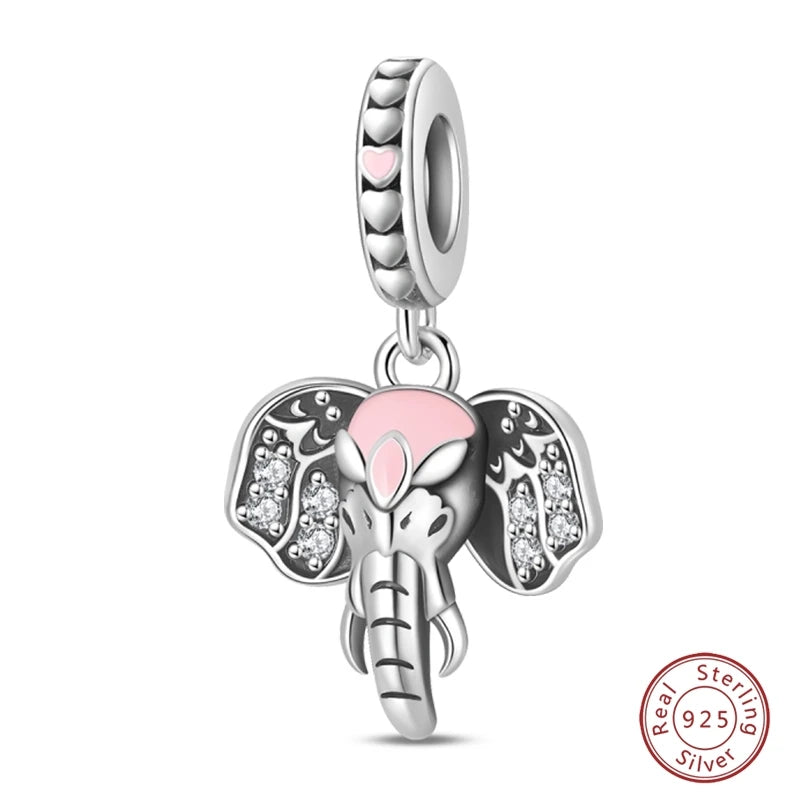 925 Sterling Silver Animal & Love Charms | Cat, Elephant, Bear, Swan & Easter Egg Beads Fit Original 3mm Bracelets DIY Jewelry