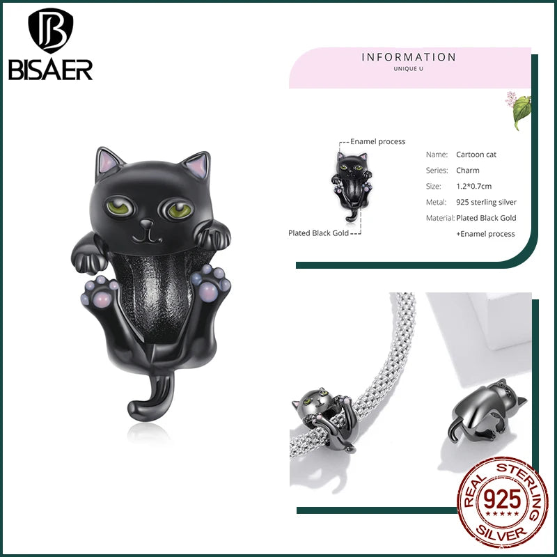 BISAER 925 Sterling Silver Dog Charm | Cute Dachshund Pet Bead Pendant for Women’s DIY Bracelet Jewelry