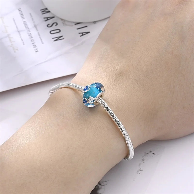 925 Sterling Silver Round Colored Zircon Spacer Beads – Fits Pandora Original Bracelets DIY Exquisite Party Jewelry