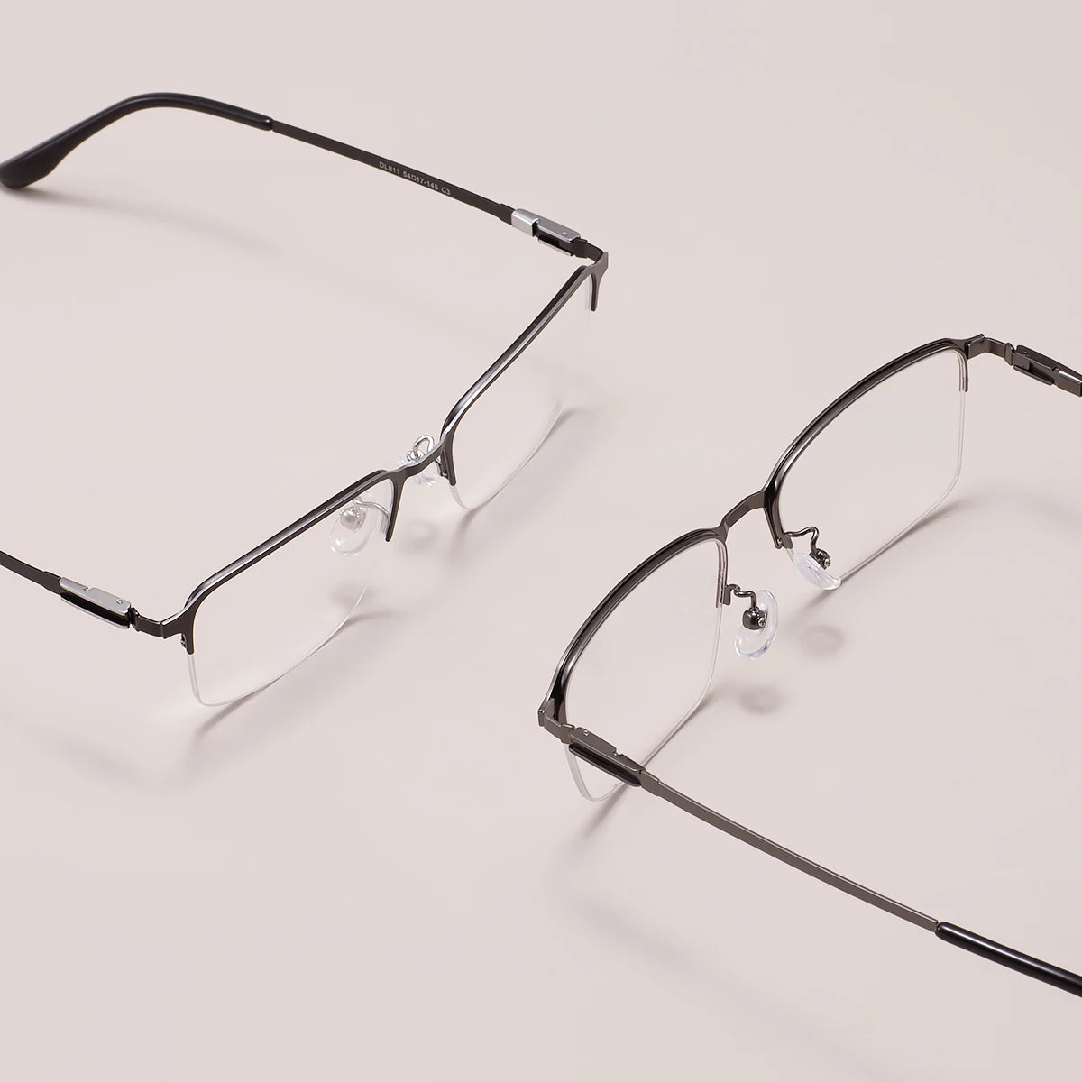 Metal Half Rim Rectangular Browline Glasses Frame for Men – Business & Prescription Eyewear