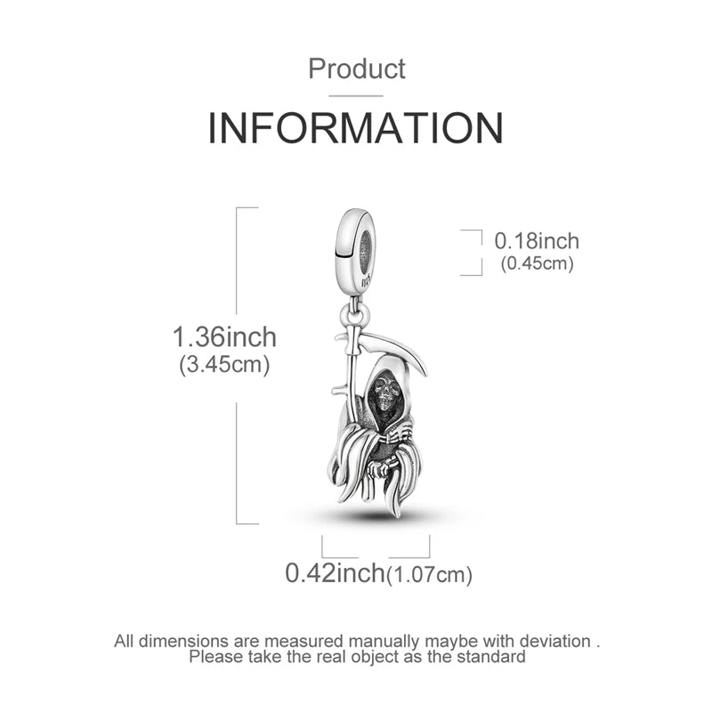 Halloween 925 Sterling Silver Charms | Pumpkin Skeleton Witch Bat Beads for Bracelet DIY Jewelry