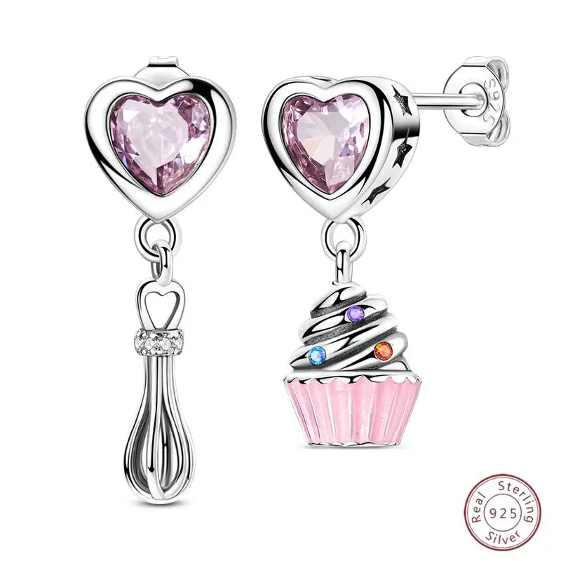 New Original 925 Sterling Silver Sweetheart Bow & Crab Ocean Earrings | Donut Zircon Round Design Women’s Fine Jewelry