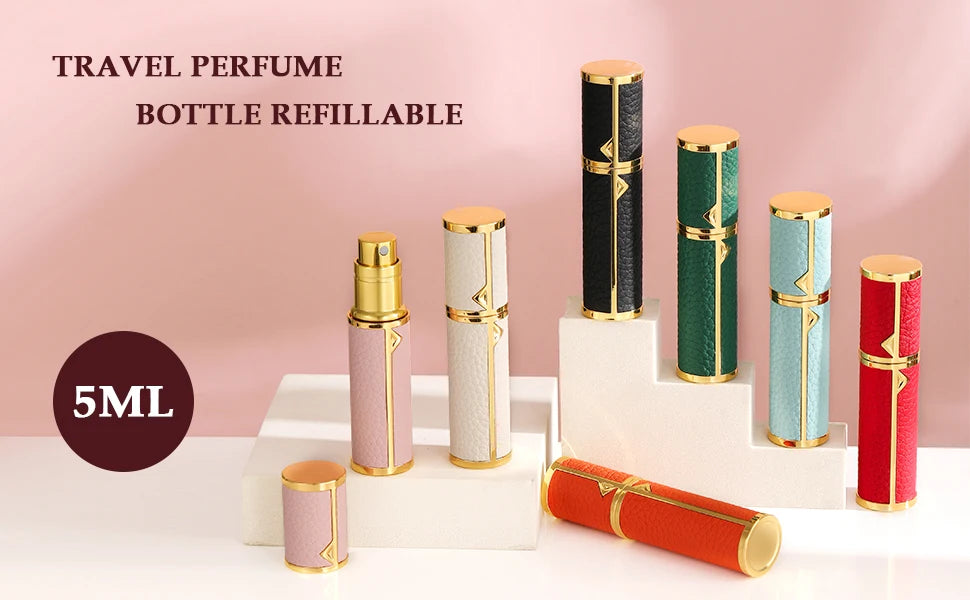 Louischanzl 5ML Leather Perfume Bottle – Refillable Portable Travel Mini Spray Atomizer | Empty Cosmetic Container