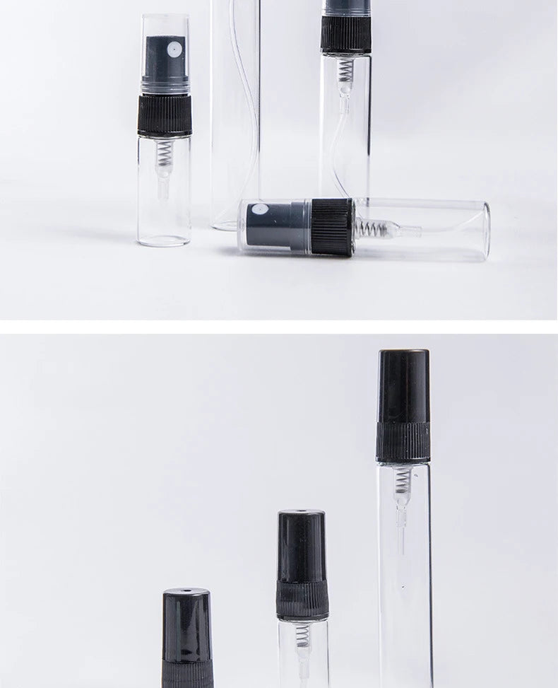 5/10PCS Mini Glass Perfume Bottles – 3ML / 5ML / 10ML Travel Toner & Cosmetic Dispenser | Tea-Colored Graduated Bottles