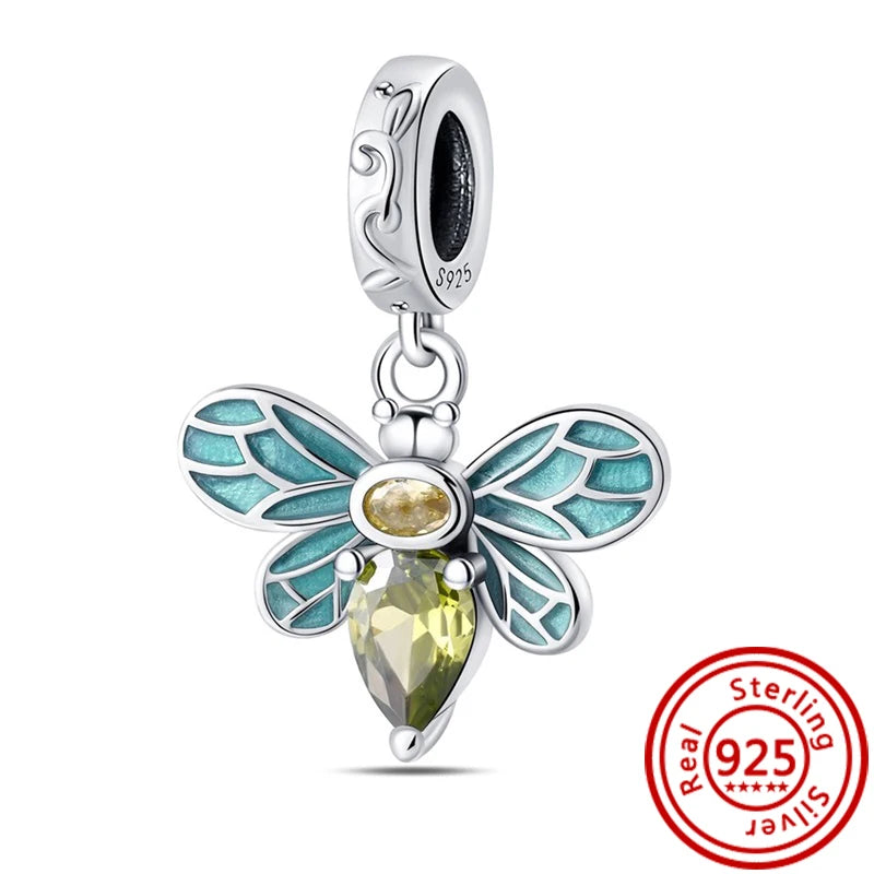 Yellow Hot Series 925 Sterling Silver Sunflower Bee Sun Hat Charms | Fit Original Bracelet DIY Women Jewelry Gift