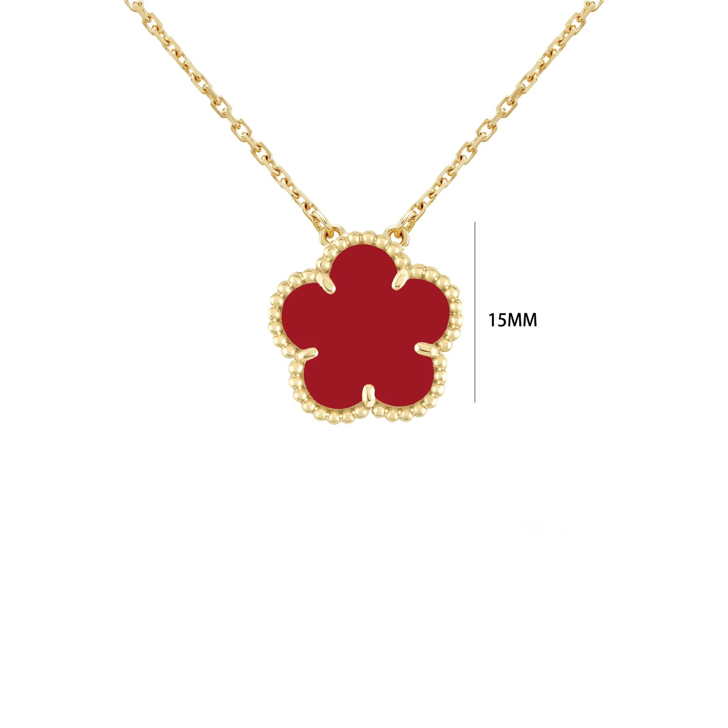 7 Colors Five-Leaf Flower Pendant Necklace Natural Stone Clover Choker Chain for Women