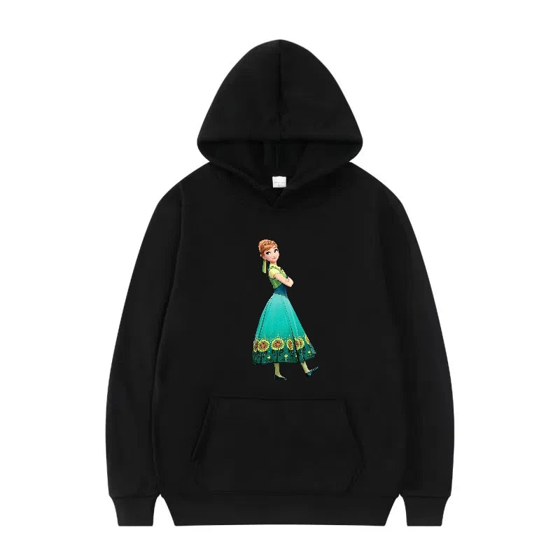 Disney Princess Graphic Hoodie | Y2K Sweet Style Long Sleeve Sweatshirt with Pockets for Women