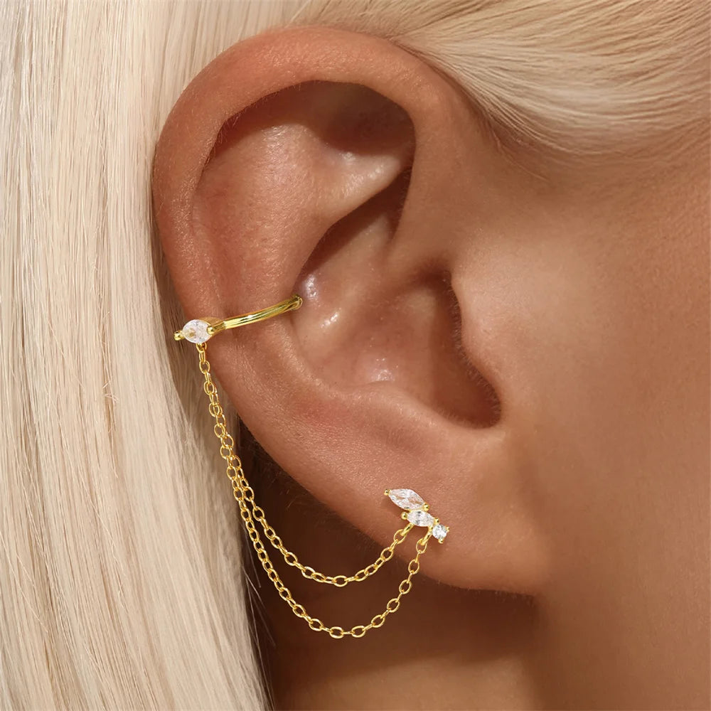 CANNER 925 Sterling Silver Horse Eye Tassel Zircon Drop Earrings – Minimalist Geometric Jewelry for Women