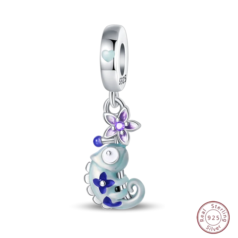 925 Sterling Silver Blue Zircon Ocean Shell Beaded Pendant | Fit Original 3mm Bracelet Women’s Fine Jewelry