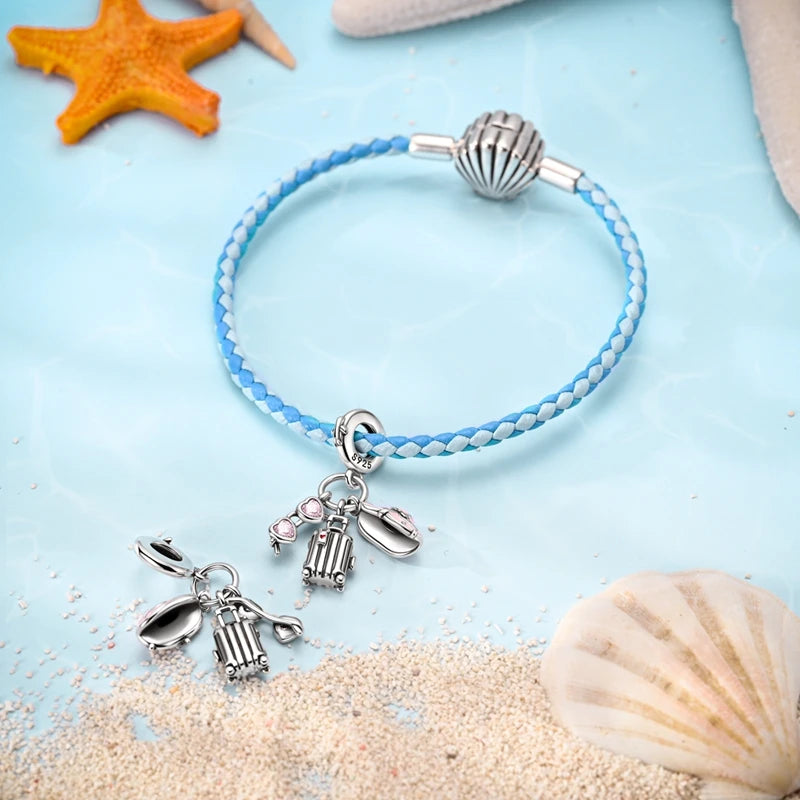 New Summer Ocean Silver Plated Sea Turtle & Starfish Shell Charm | DIY Bracelet Jewelry for Women