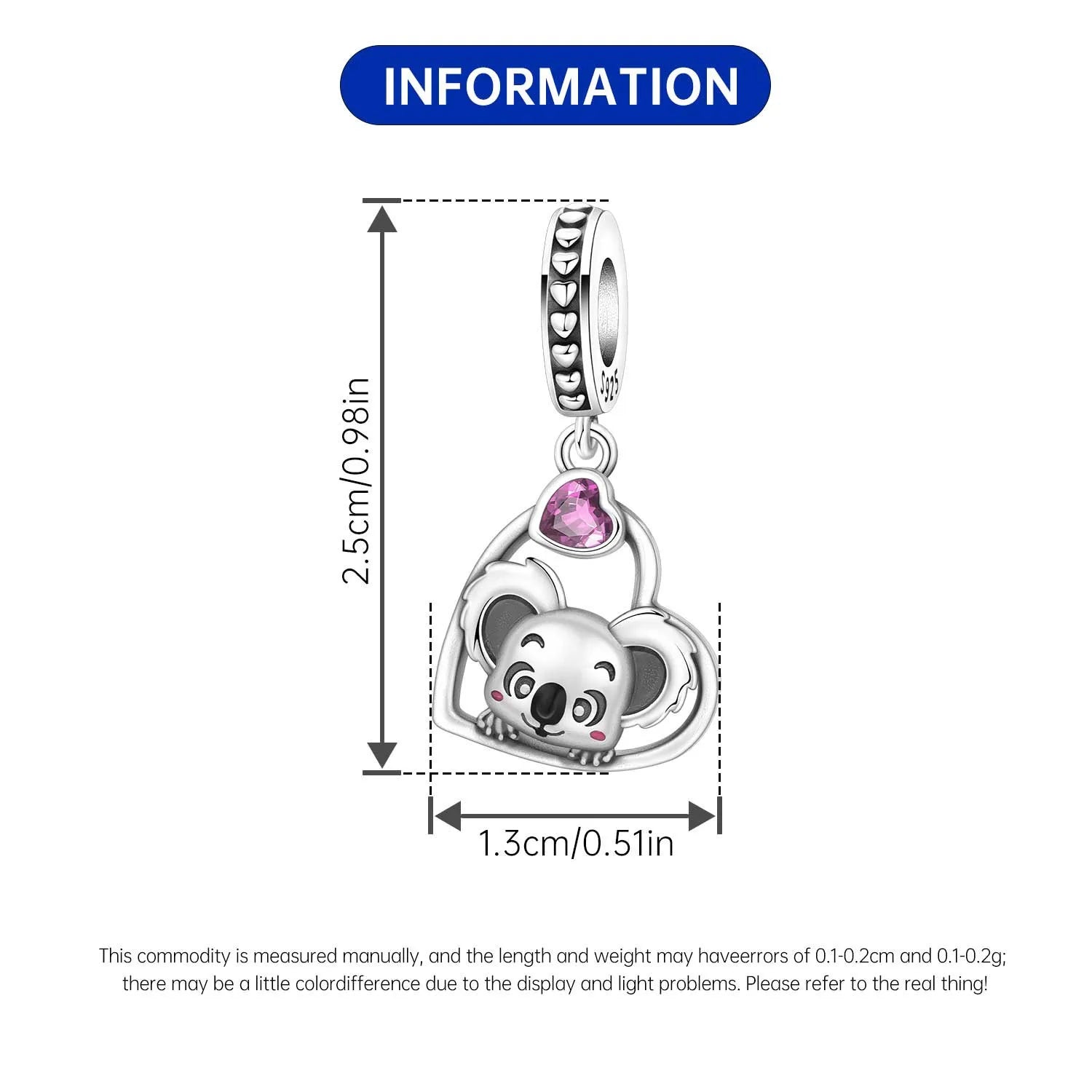 925 Sterling Silver Cute Raccoon Charm Bead | Animal Bracelet Decoration DIY Jewelry Birthday Gift