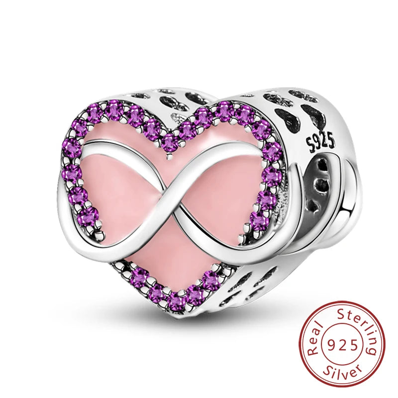 New 925 Sterling Silver Family Sister Love Heart Charm Bead | Original Bracelet DIY Jewelry Gift for Women