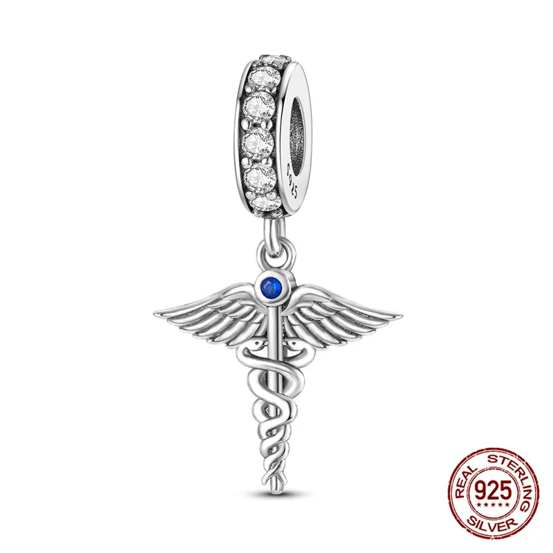 Hot Bible Cross Pink Zircon Charm – 925 Sterling Silver DIY Bracelet for Women