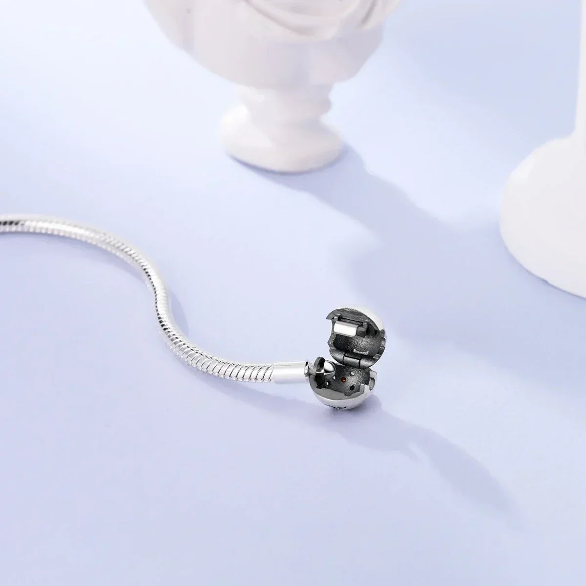 925 Sterling Silver Heart & Star Moon Bracelet | Pave Zirconia Snake Chain, Cat Claw Love Bangle for DIY Jewelry