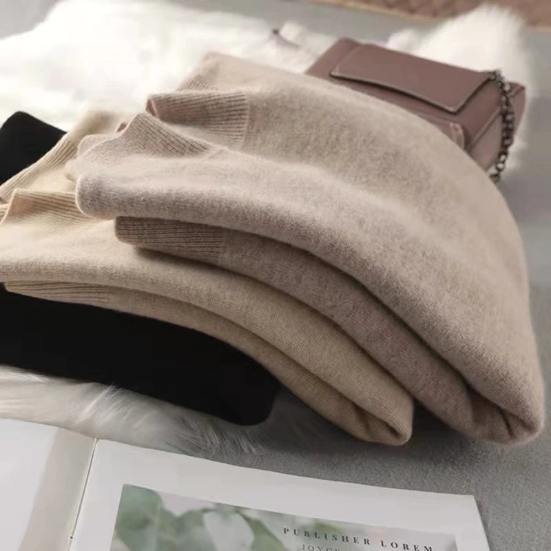 2025 Thick Warm Turtleneck Sweater for Women | Loose Fit Knitted Pullover | Autumn Winter Solid Color Jumper