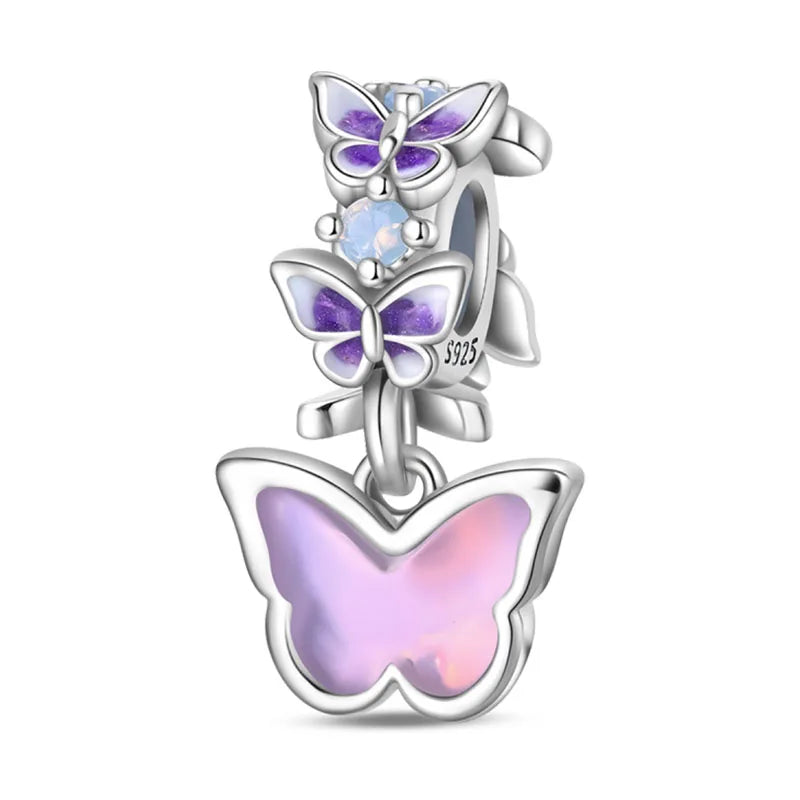 100% 925 Sterling Silver Teddy Bear, Kitten, Puppy & Elephant Luminous Firefly Charms | Sweet Beads Fit Pandora Bracelet Fine Jewelry