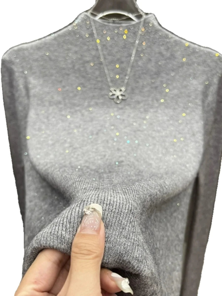 Women’s Winter Turtleneck Sweater – Sparkling Slim Fit Knitted Pullover Warm Jumper ❄️✨