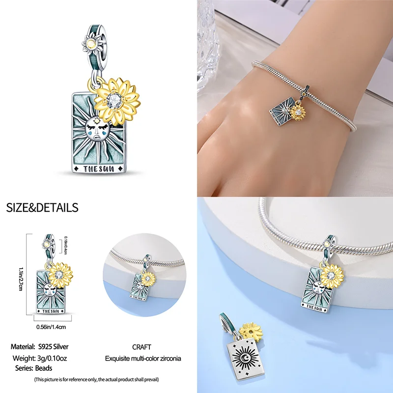 925 Sterling Silver Tarot Star Lover Charm | Fits Pandora Bracelet Women’s DIY Jewelry Gift