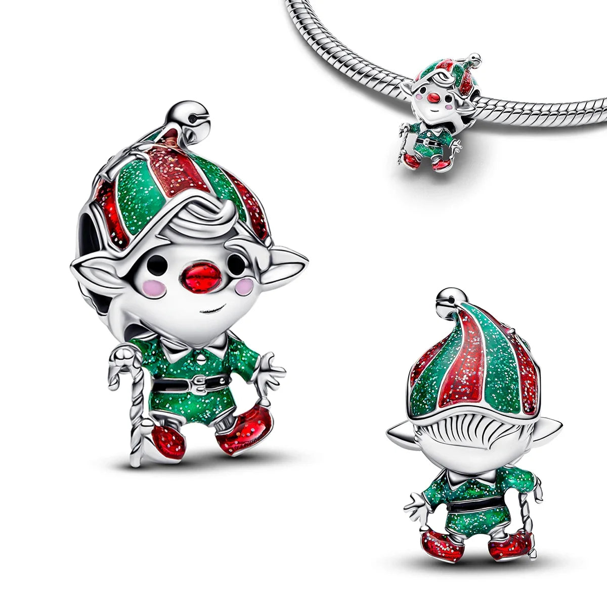 Christmas 925 Sterling Silver Charms | Santa Claus Reindeer Snowman Tree Beads Fit Original Bracelet