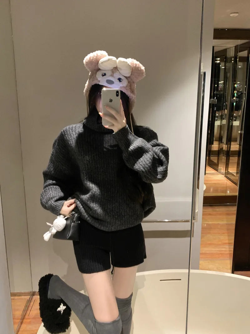High Waist Knitted Wool Wide-Leg Pants for Women – Autumn Casual Straight Bootcut Trousers