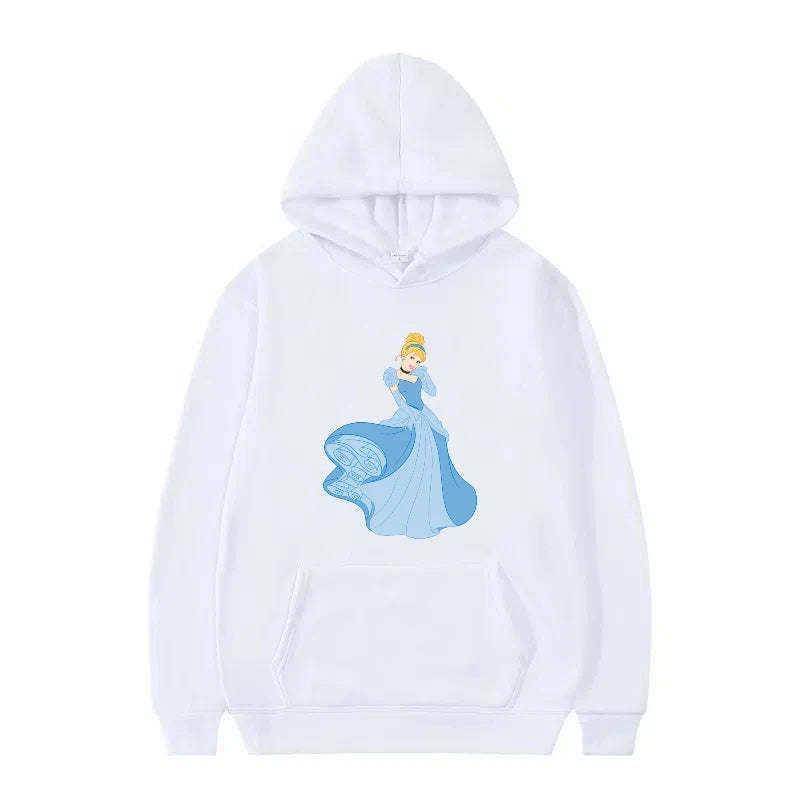 Disney Princess Graphic Hoodie | Y2K Sweet Style Long Sleeve Sweatshirt with Pockets for Women
