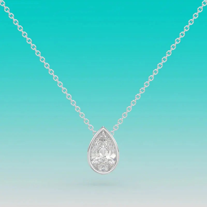 KNOBSPIN 1-4CT Pear Cut Moissanite Necklace – S925 Sterling Silver Solitaire Pendant for Women