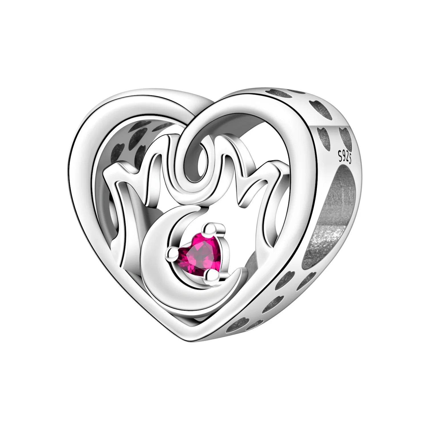 925 Sterling Silver Mother Daughter Love Embrace Pendant Charm | Heart Shaped Bracelet Bead DIY Fine Jewelry Gift