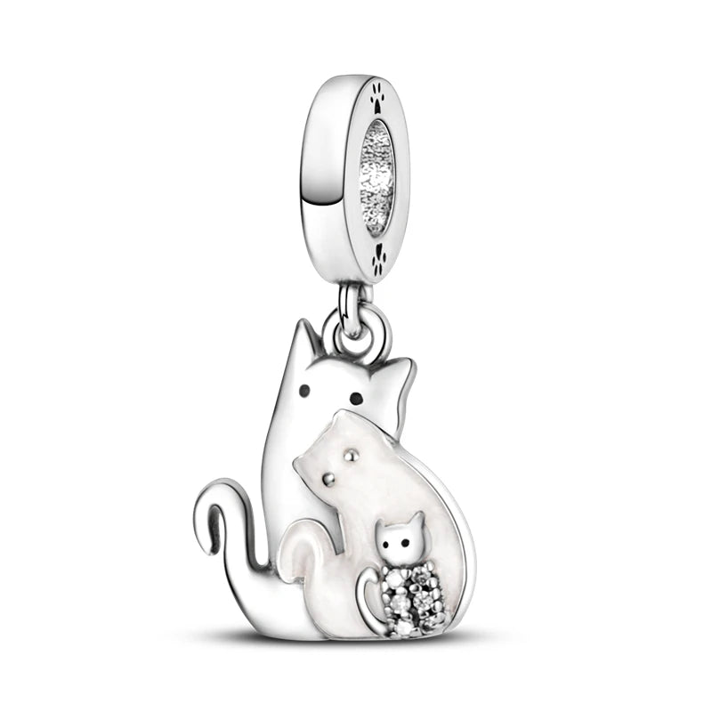 925 Sterling Silver Dog & Cat Animal Series Charms | Pet Beads for Original Bracelet & Necklace DIY Jewelry for Women