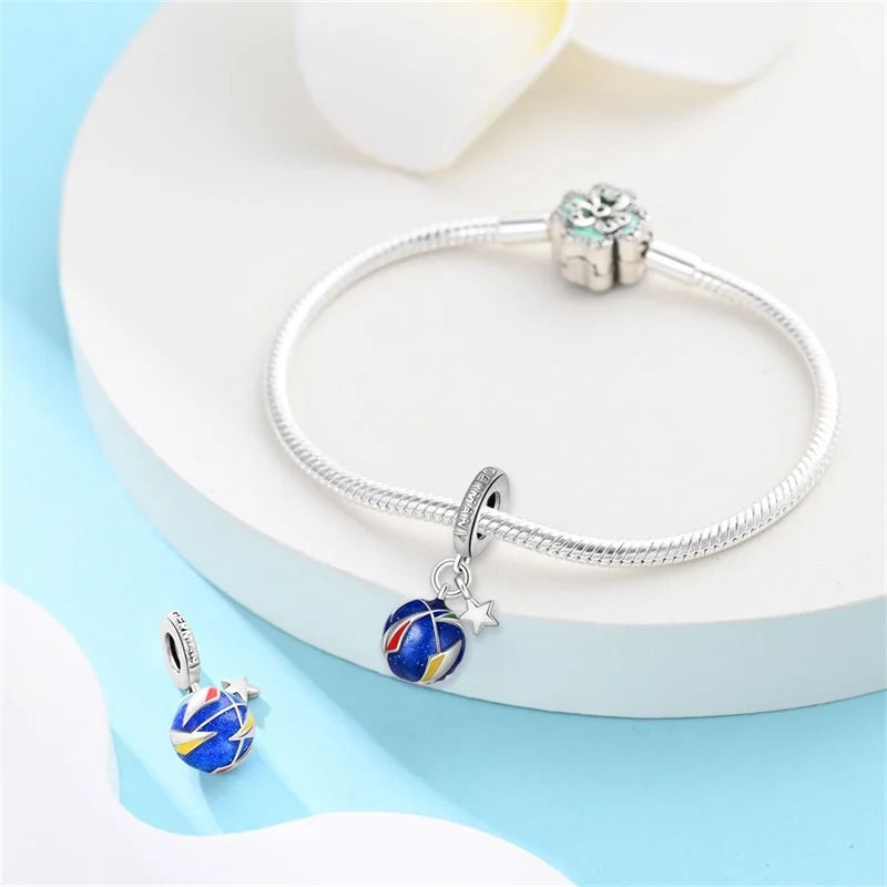 925 Sterling Silver Soccer Trophy Jersey Charm Beads – Fits 3mm Bracelets DIY Jewelry