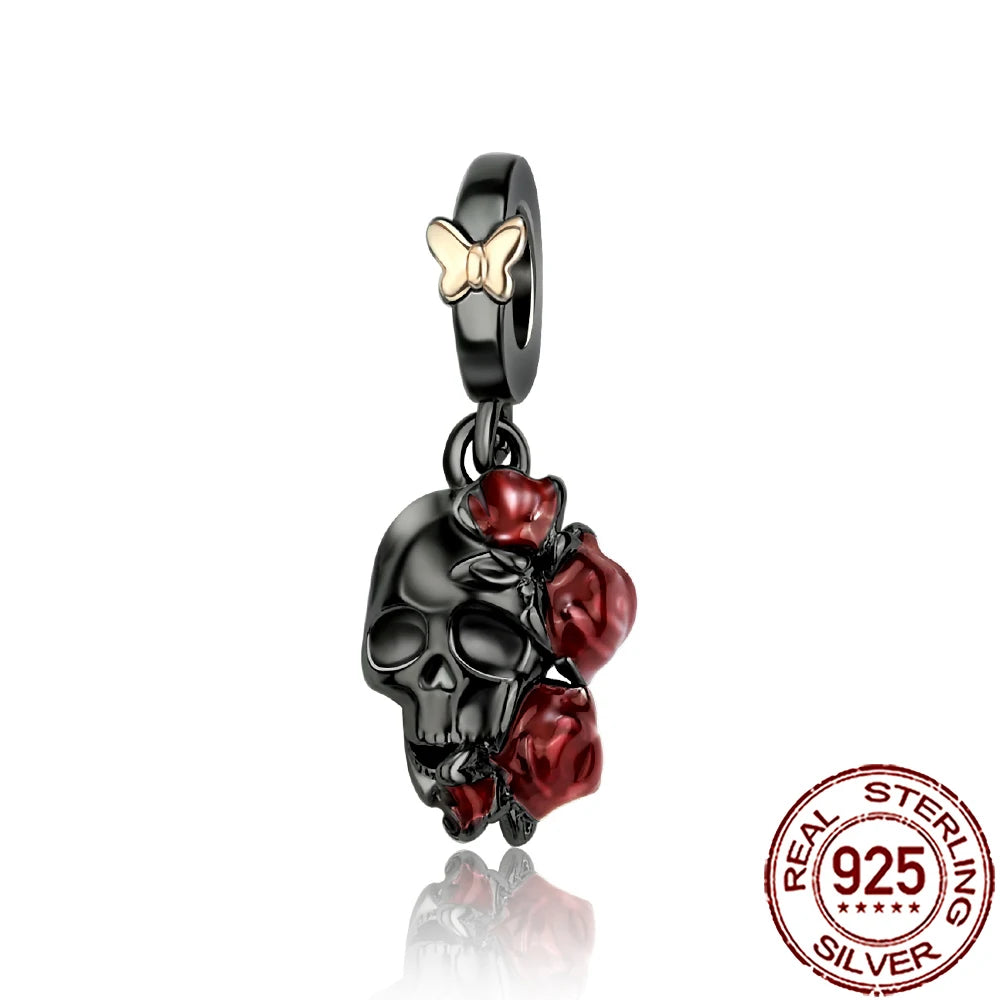 Gothic 925 Sterling Silver Grim Reaper Skull Charm Bead Fit Pandora Bracelet
