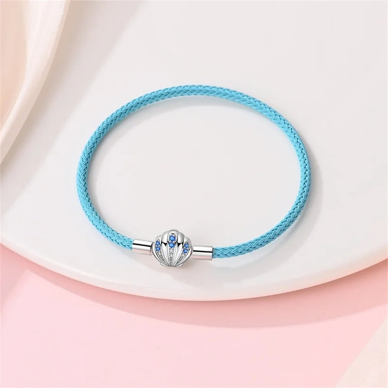 925 Sterling Silver Rainbow Leather Braided Bracelet | Eternal Love Stars & Moon Charm – DIY Women’s Beaded Jewelry Gift