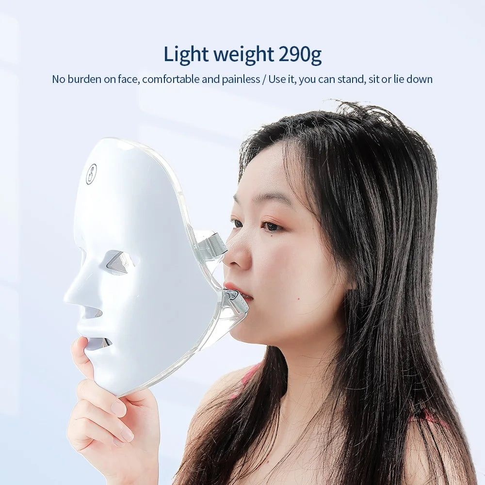 Wireless 7 Colors LED Face & Neck Mask | Photon Facial Rejuvenation & Skin Tightening