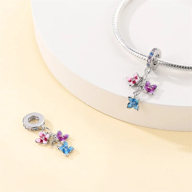2025 925 Silver Daisy Tulip Pansy Flower Charms Bead | Fit 3mm Original Bracelets DIY Jewelry Gift