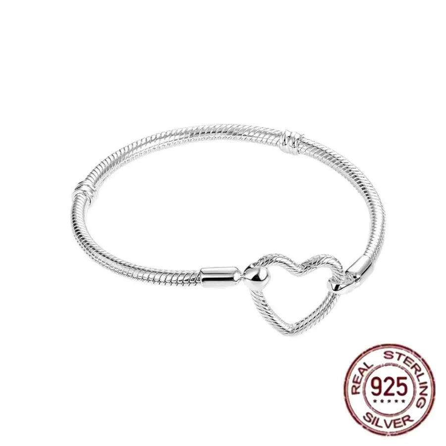 S925 Sterling Silver Crown Mickey Snake Bone Bracelet | Women’s DIY Gift