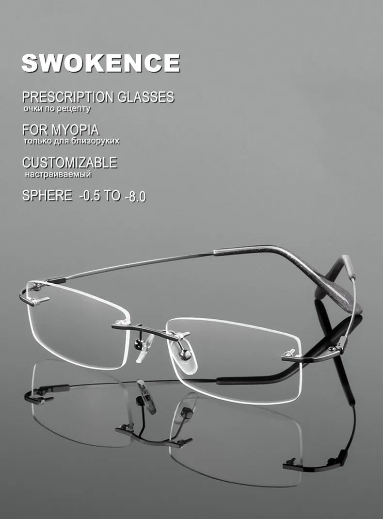 Titanium Alloy Rimless Glasses – Custom Prescription Eyewear for Men & Women | Anti Blue Ray & Photochromic Lenses