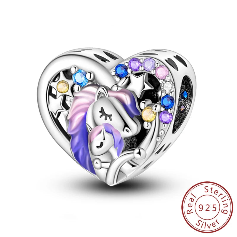 New 925 Sterling Silver Family Sister Love Heart Charm Bead | Original Bracelet DIY Jewelry Gift for Women