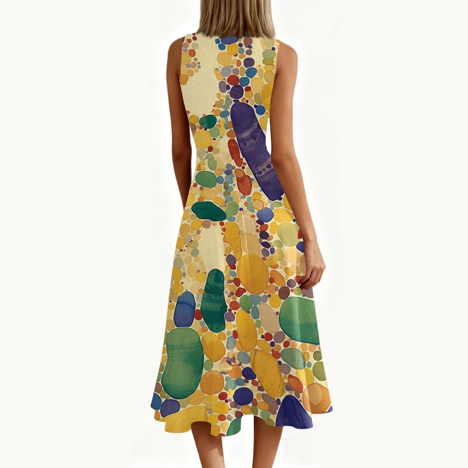 Carnival Women's Dress 🎉 Ruffled Printed Casual Dress 👗 Sleeveless Round Neck Stylish Festival Costume ✨